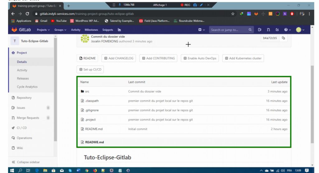 Cloner un projet Eclipse local vers Github ou Gitlab en mode SSH